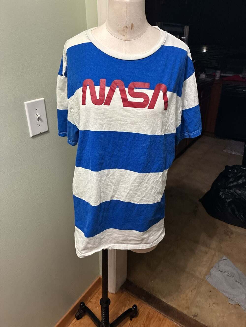 PACIFIC BLUE retro NASA USA T-shirt- NEW- red-white-blue flag jersey tee
